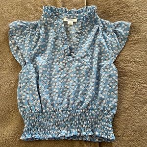 Floral blue sleeveless crop top
